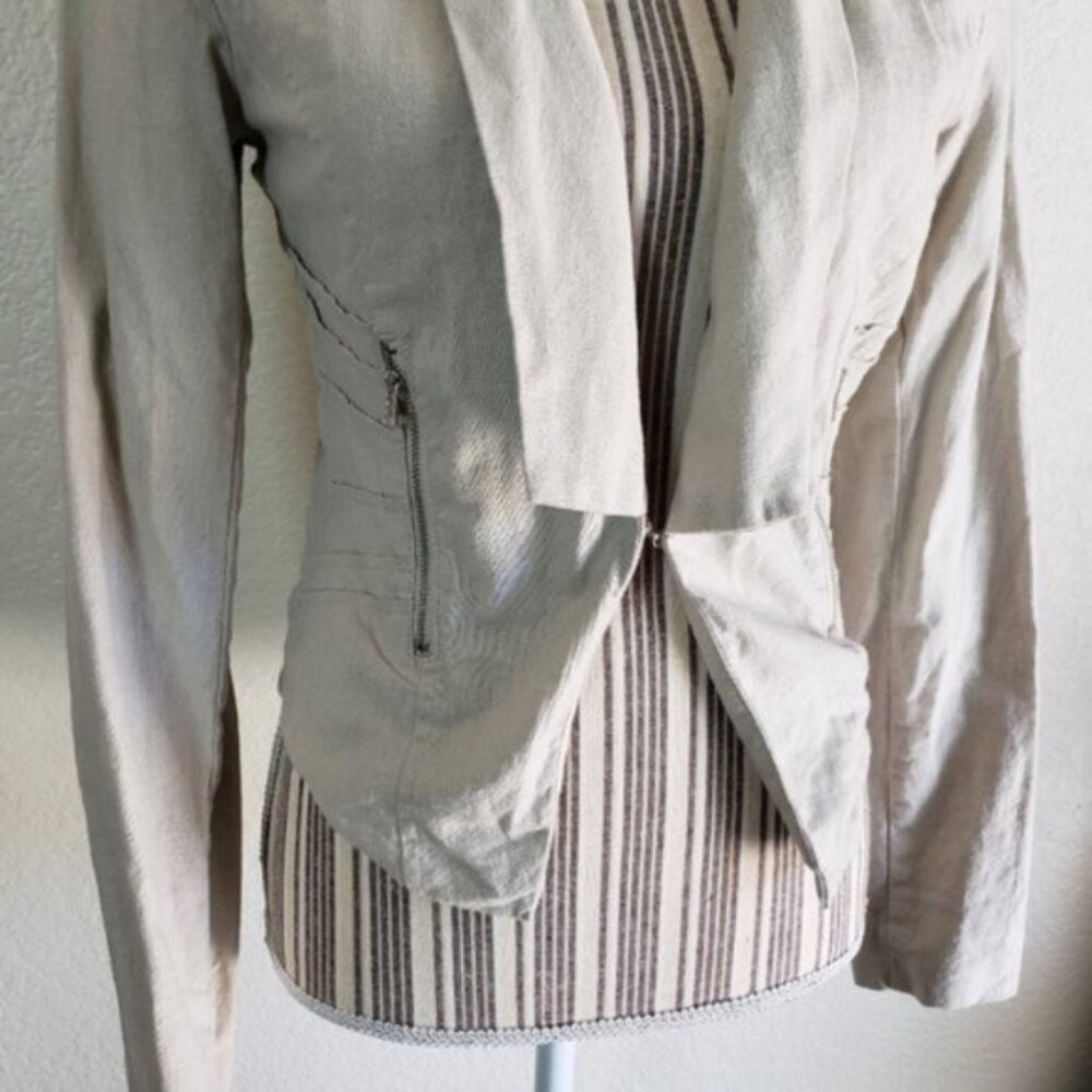 Chocolate USA Linen/Rayon Lagenlook Summer Blazer Jacket in Ivory size S - Picture 14 of 14